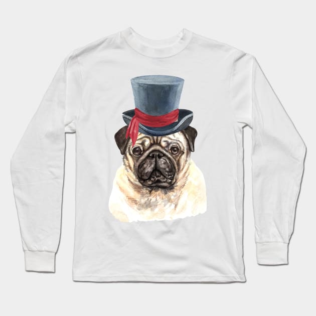 Cute Bulldog-Watercolor painting #2 Long Sleeve T-Shirt by roykhensin